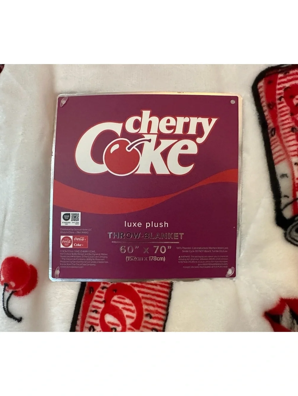 Cherry Coke Luxe Plush Throw Blanket 60